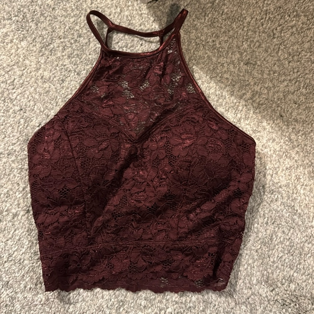 Lace cropped halter top